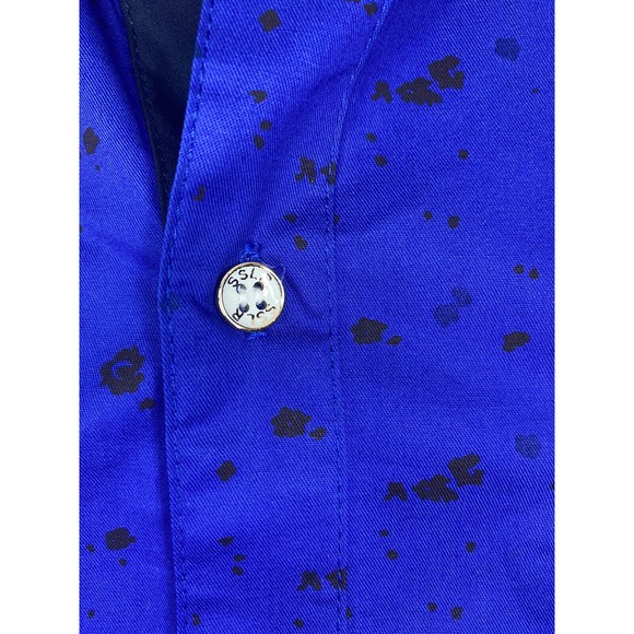 SSLR Mens Dress Shirt Casual Cotton Print Blue Short Sleeve Button Up Shirt Med - Picture 8 of 10